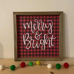 Handmade Merry & Bright Christmas Sign